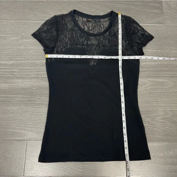 MAJE Paris Black Lace Inset Sheer Tee Shirt Top Short Sleeve Sexy 1 S Whimsigoth - Picture 12 of 12